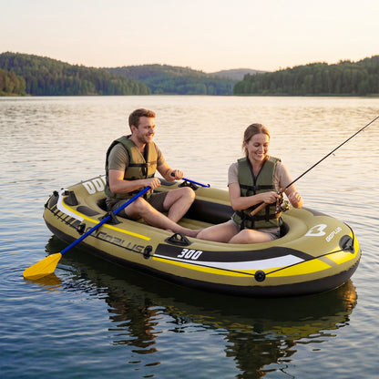 3-Person Inflatable Fishing Boat with Oars and Pump