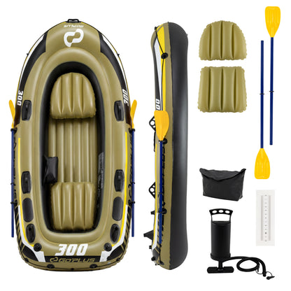 3-Person Inflatable Fishing Boat with Oars and Pump