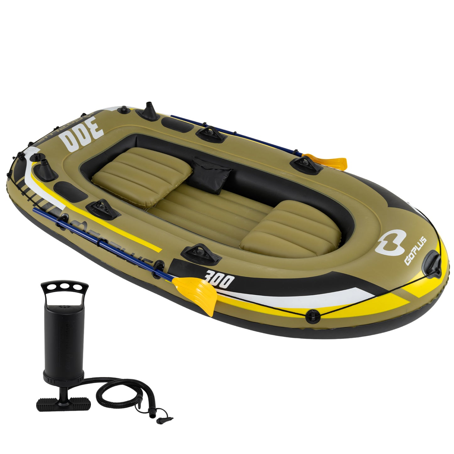 3-Person Inflatable Fishing Boat with Oars and Pump