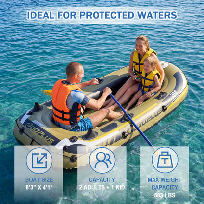 3-Person Inflatable Fishing Boat with Oars and Pump