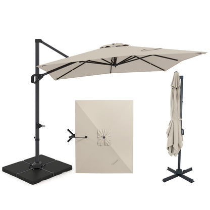 Offset Hanging Patio Umbrella 11x9 ft with 220 lb Base