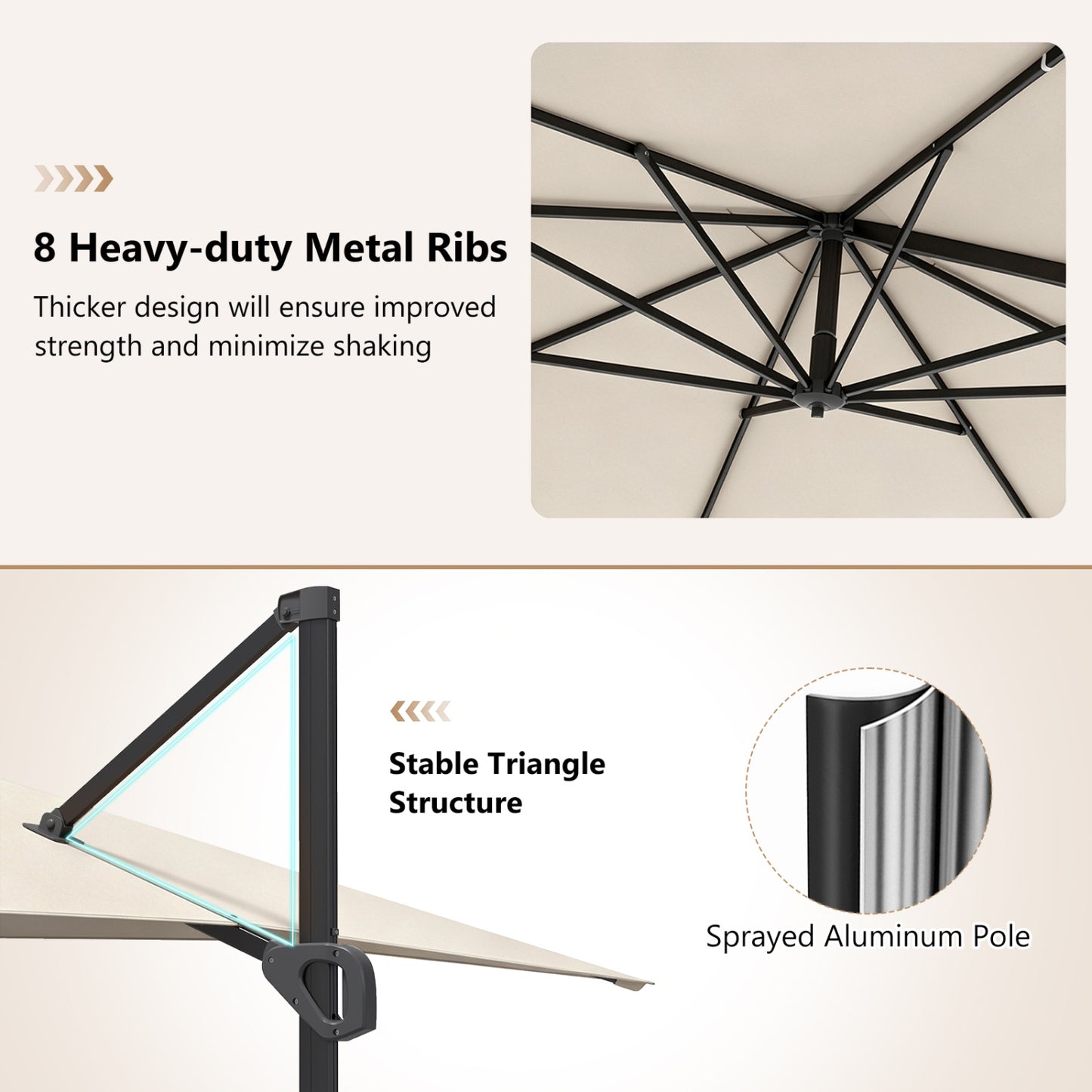 Offset Hanging Patio Umbrella 11x9 ft with 220 lb Base
