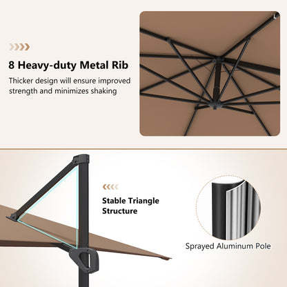 Offset Hanging Patio Umbrella 11x9 ft with 220 lb Base
