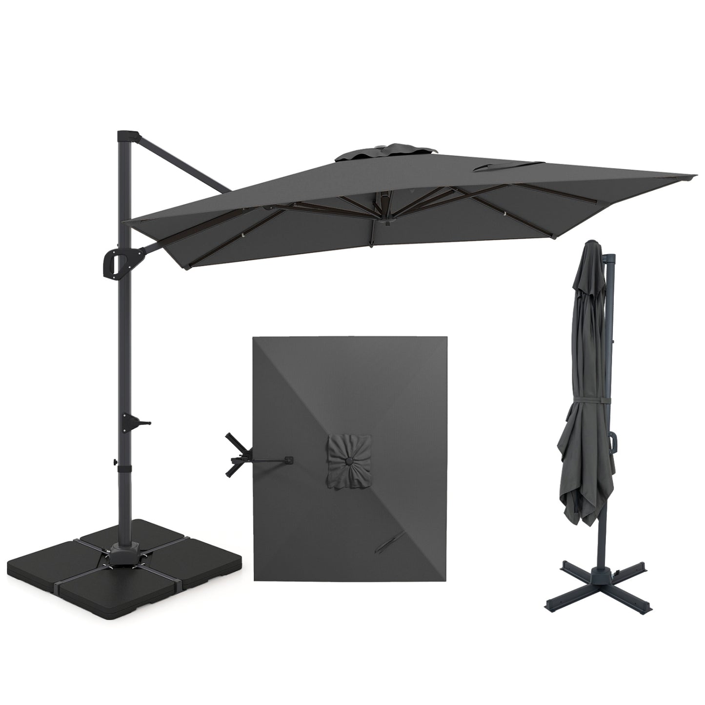Offset Hanging Patio Umbrella 11x9 ft with 220 lb Base