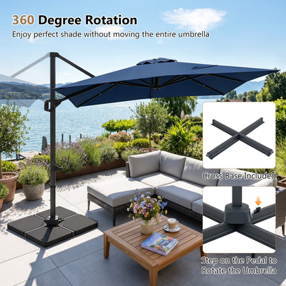 Offset Hanging Patio Umbrella 11x9 ft with 220 lb Base