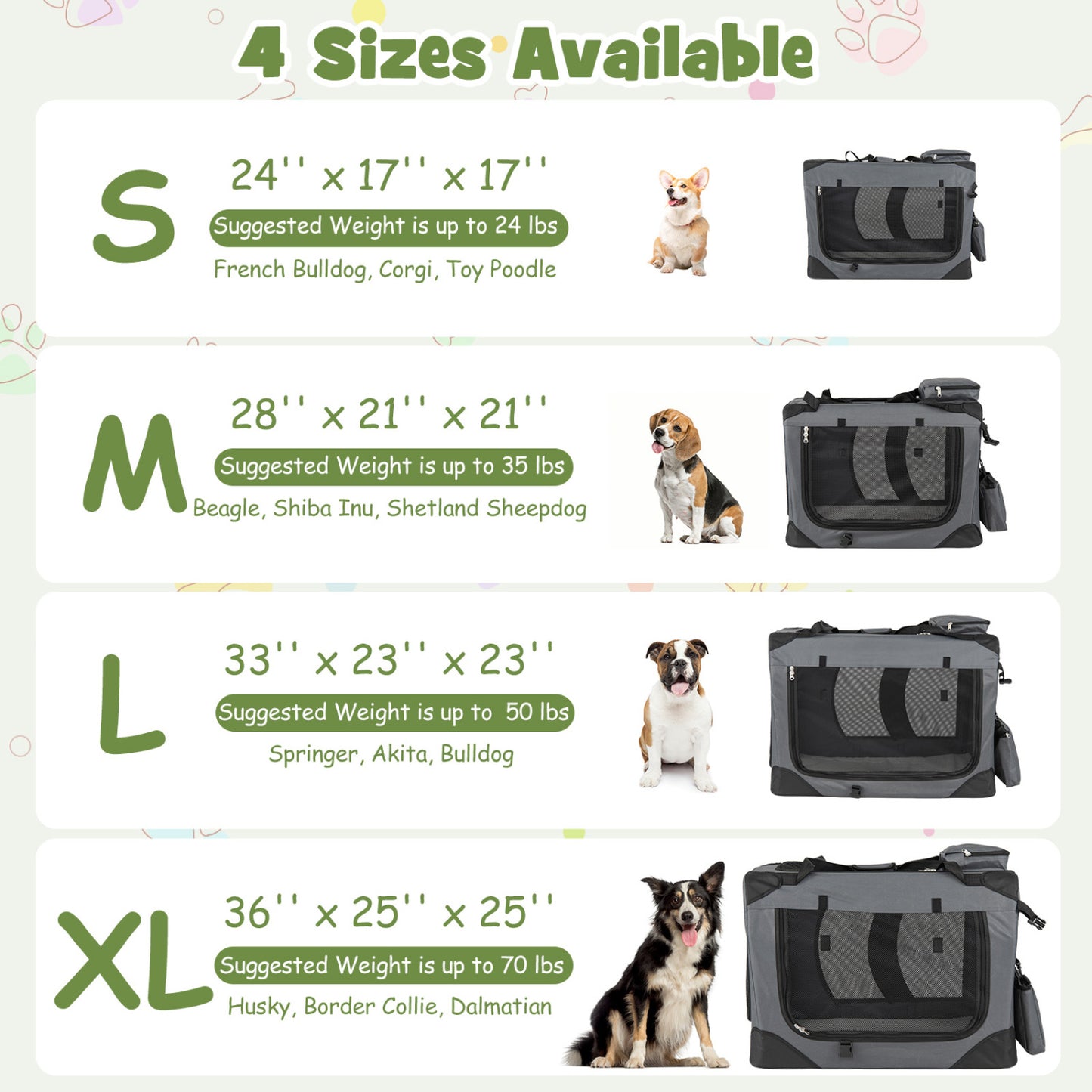 Soft Collapsible Dog Crate with Mesh Windows and 3 Doors