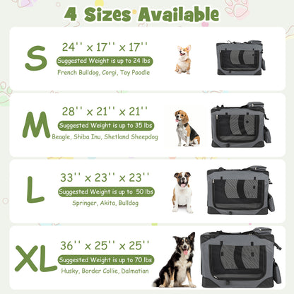 Soft Collapsible Dog Crate with Mesh Windows and 3 Doors