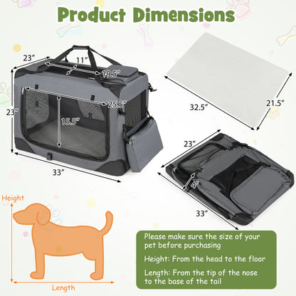 Soft Collapsible Dog Crate with Mesh Windows and 3 Doors