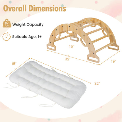 Wooden Rocking Climbing Arch with Cushion 3-in-1 Montessori