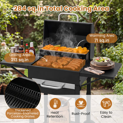 Charcoal Grill with Adjustable Chimney 284 sq.in
