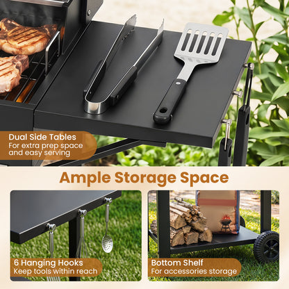 Charcoal Grill with Adjustable Chimney 284 sq.in