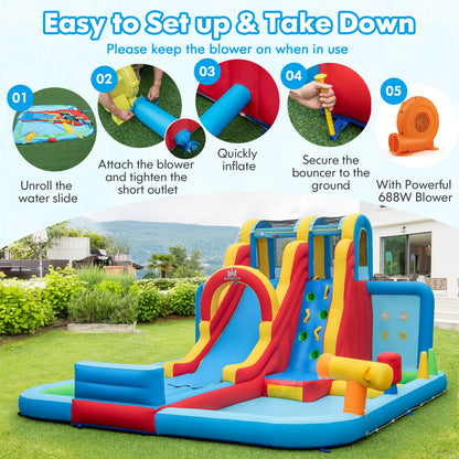 6-Piece Patio Furniture Set with Inflatable Water Slide Park