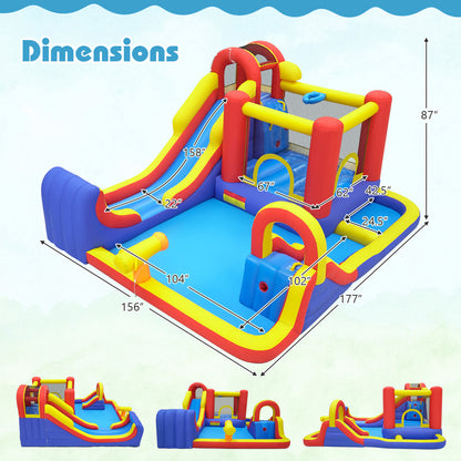 7-in-1 Inflatable Water Slide Bounce House with Dual Slides
