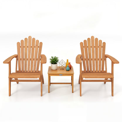 Adirondack Chair Set of 2 with Side Table - Acacia Wood