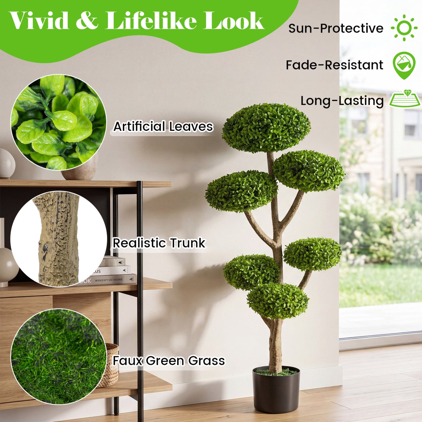 6-Ball Topiary Tree Set of 2 with Weighted Base