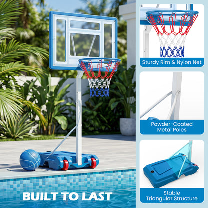 Adjustable Pool Basketball Hoop with Shatterproof Backboard