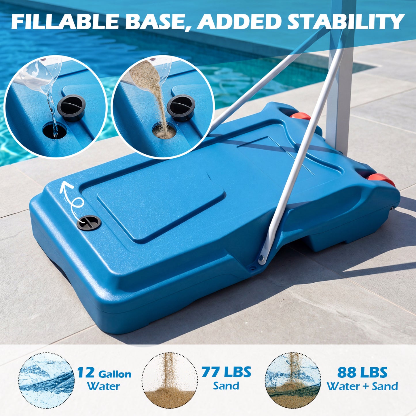 Adjustable Pool Basketball Hoop with Shatterproof Backboard