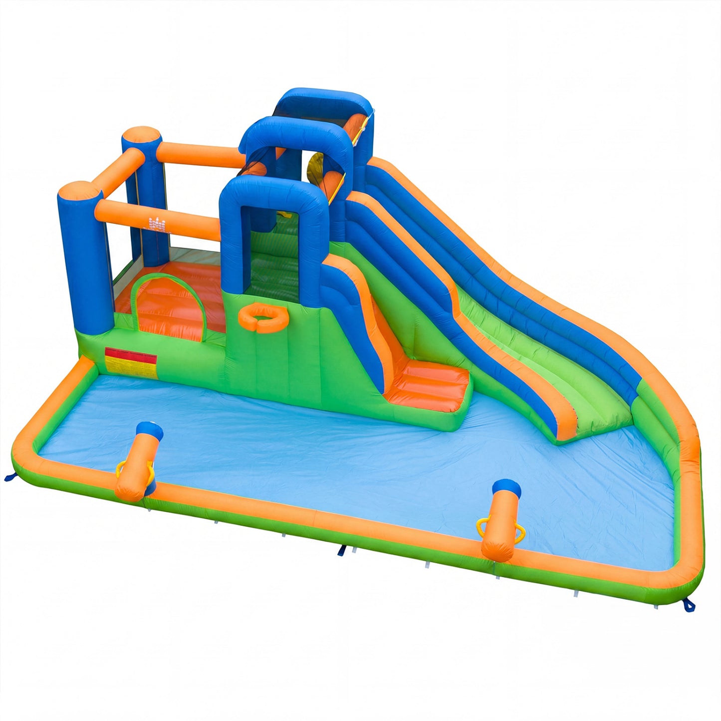 Inflatable Water Slide Park with Splash Pool and Climbing Walls