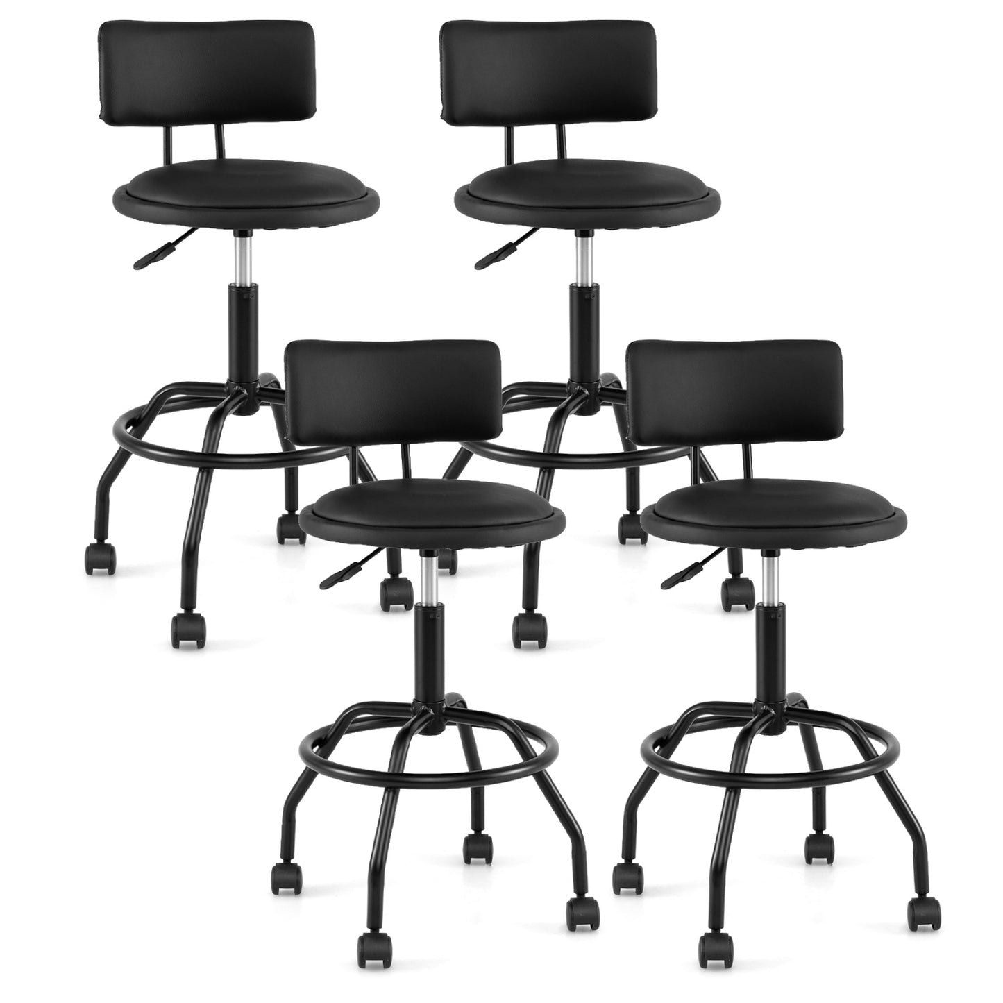 Swivel Bar Stools Set of 4 with Adjustable Height & Backrest