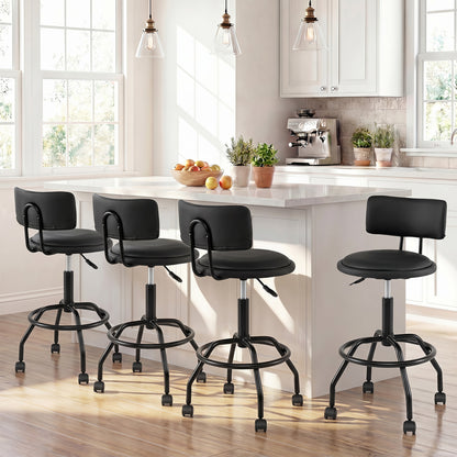 Swivel Bar Stools Set of 4 with Adjustable Height & Backrest