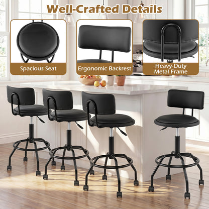Swivel Bar Stools Set of 4 with Adjustable Height & Backrest