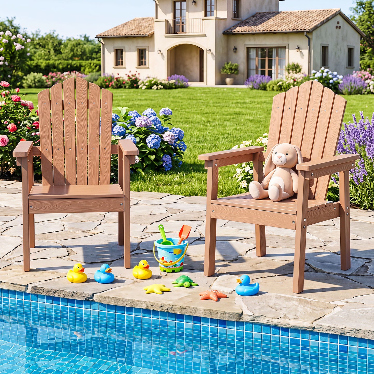 Adirondack Chair with High Backrest and Wide Armrests