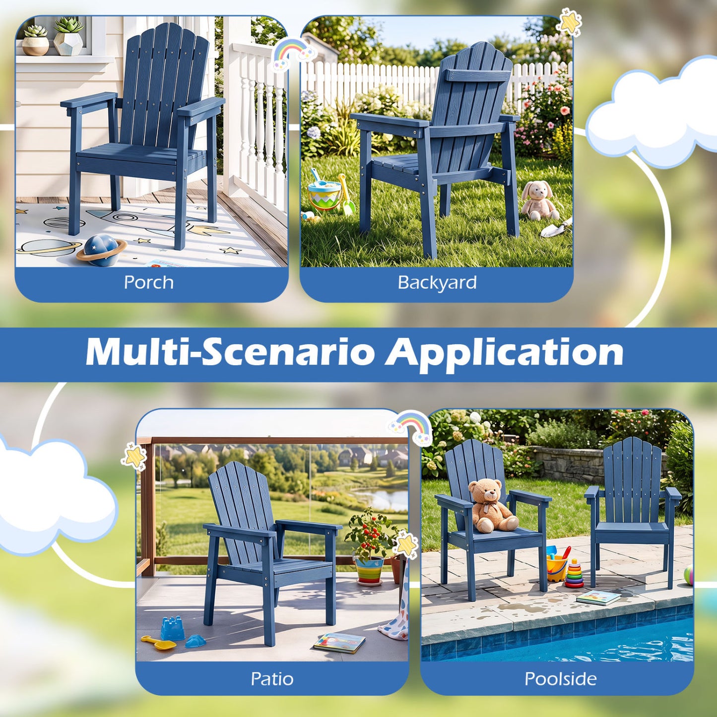Adirondack Chair with High Backrest and Wide Armrests