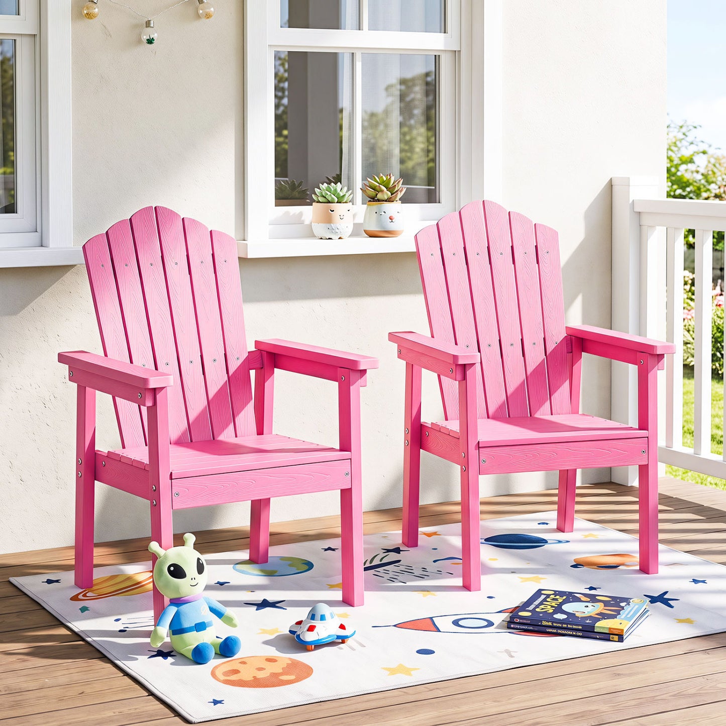 Adirondack Chair with High Backrest and Wide Armrests