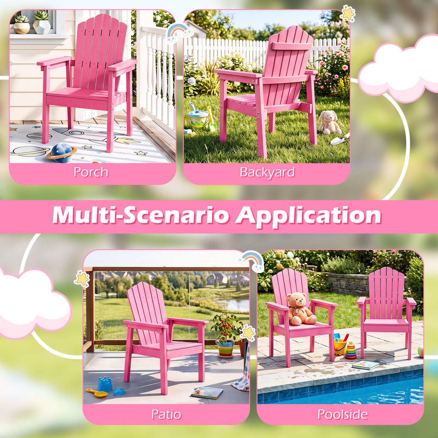 Adirondack Chair with High Backrest and Wide Armrests