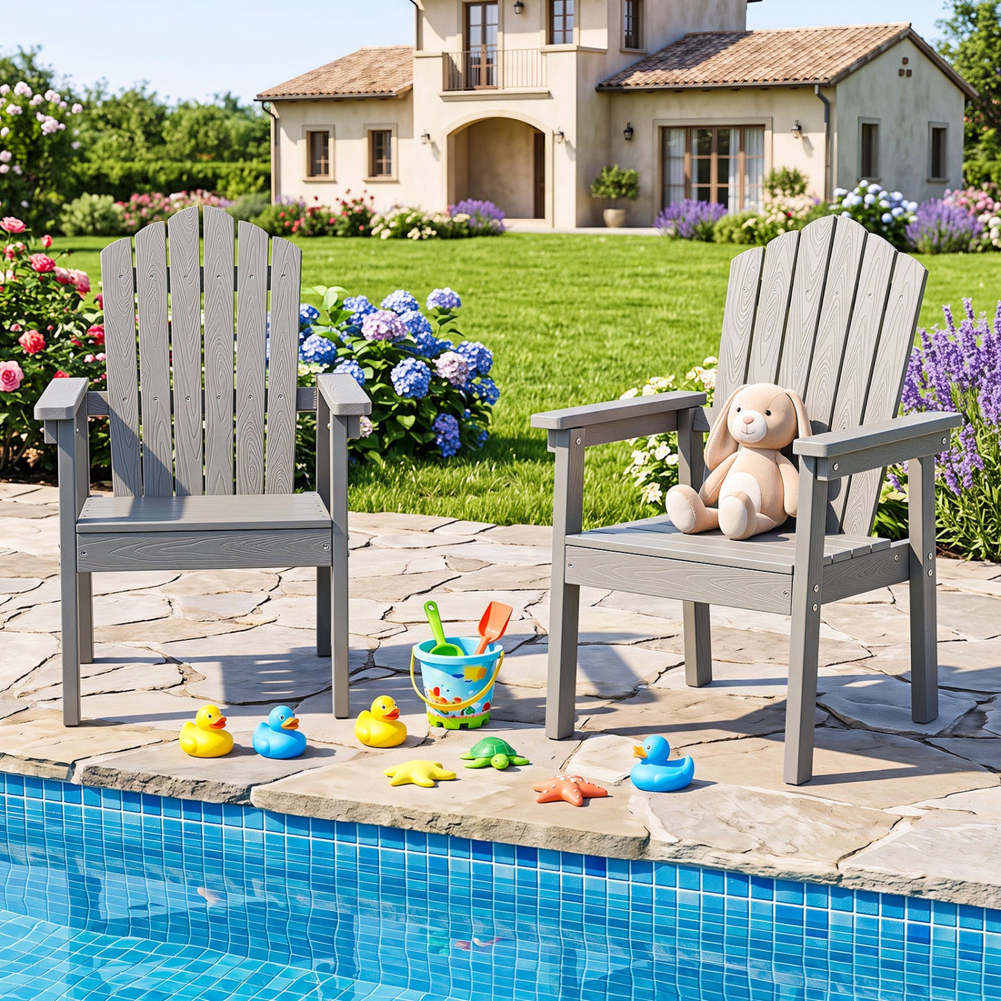 Adirondack Chair with High Backrest and Wide Armrests