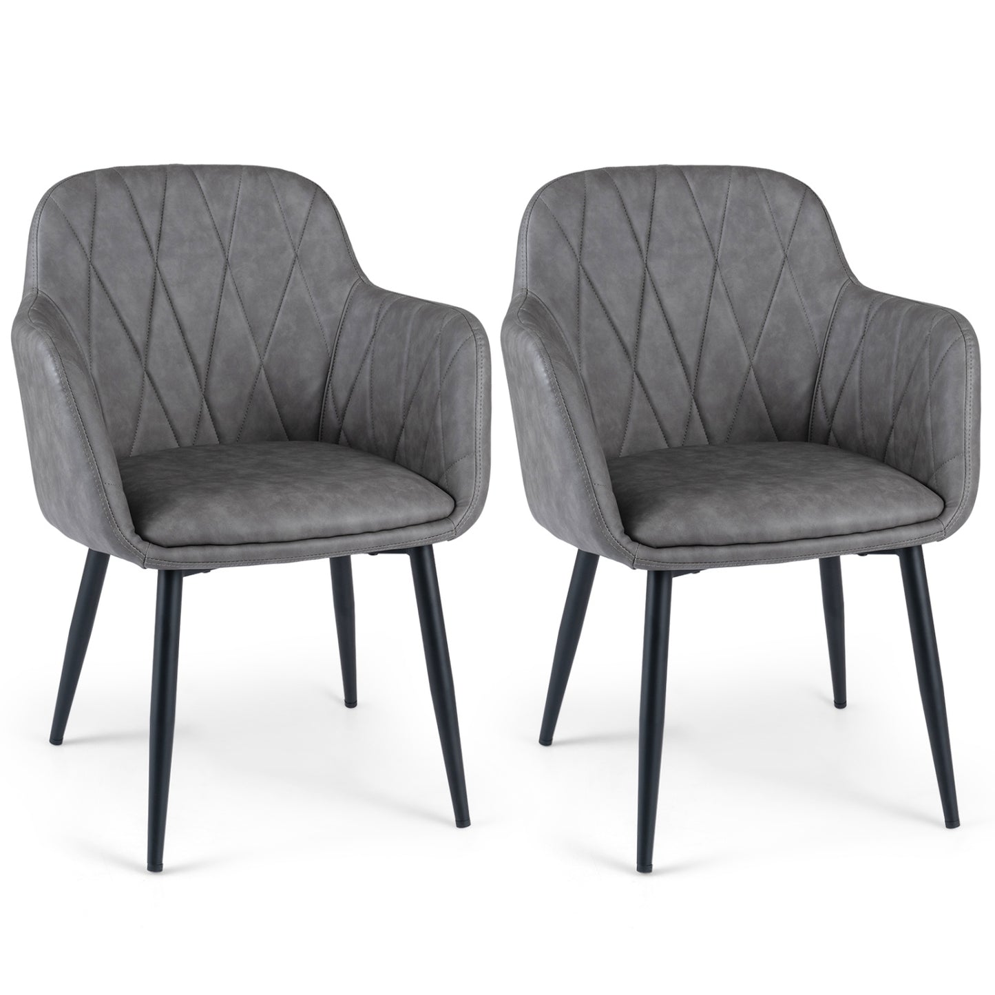 Upholstered Dining Chairs Set of 2 with Curved Back