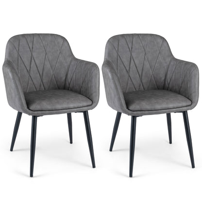 Upholstered Dining Chairs Set of 2 with Curved Back