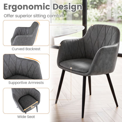 Upholstered Dining Chairs Set of 2 with Curved Back