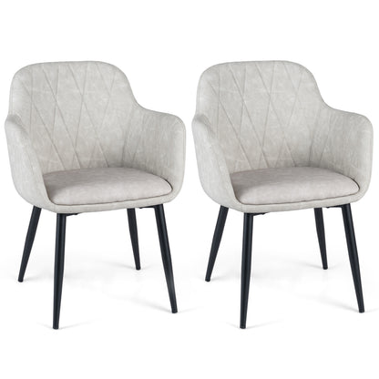 Upholstered Dining Chairs Set of 2 with Curved Back