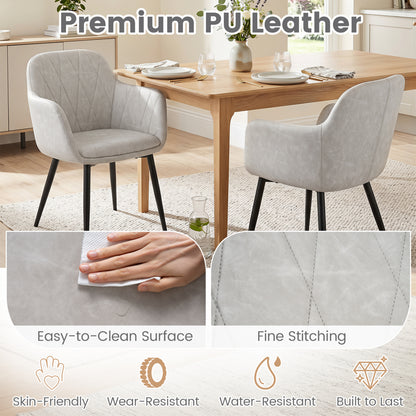 Upholstered Dining Chairs Set of 2 with Curved Back