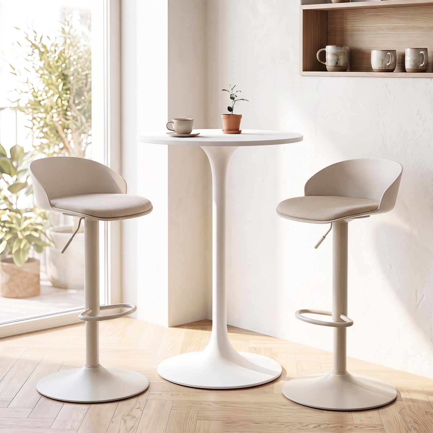 Adjustable Swivel Bar Stools Set of 2 with Back & Footrest