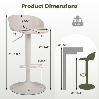 Adjustable Swivel Bar Stools Set of 2 with Back & Footrest