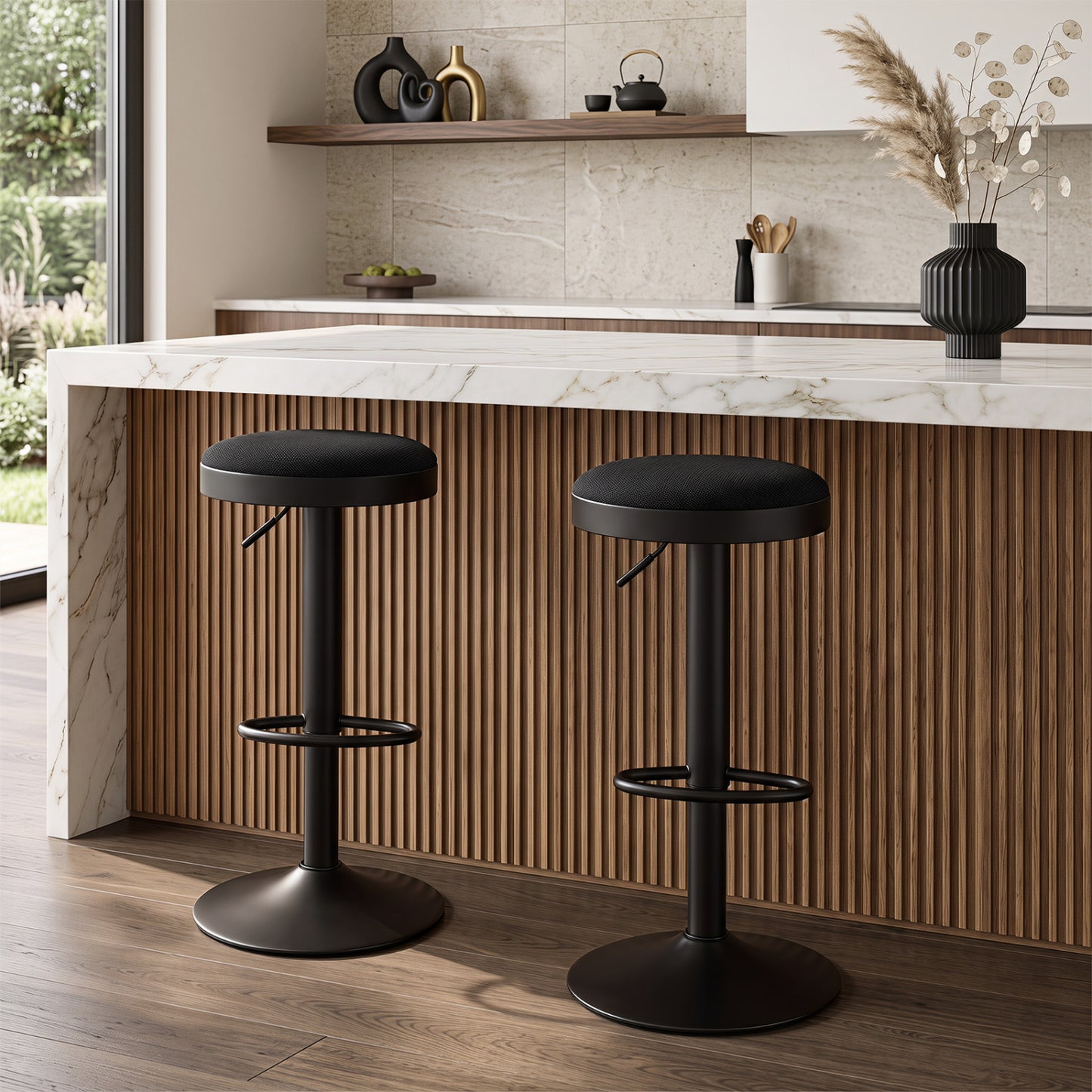 Adjustable Bar Stools Set of 2 with Padded Seat