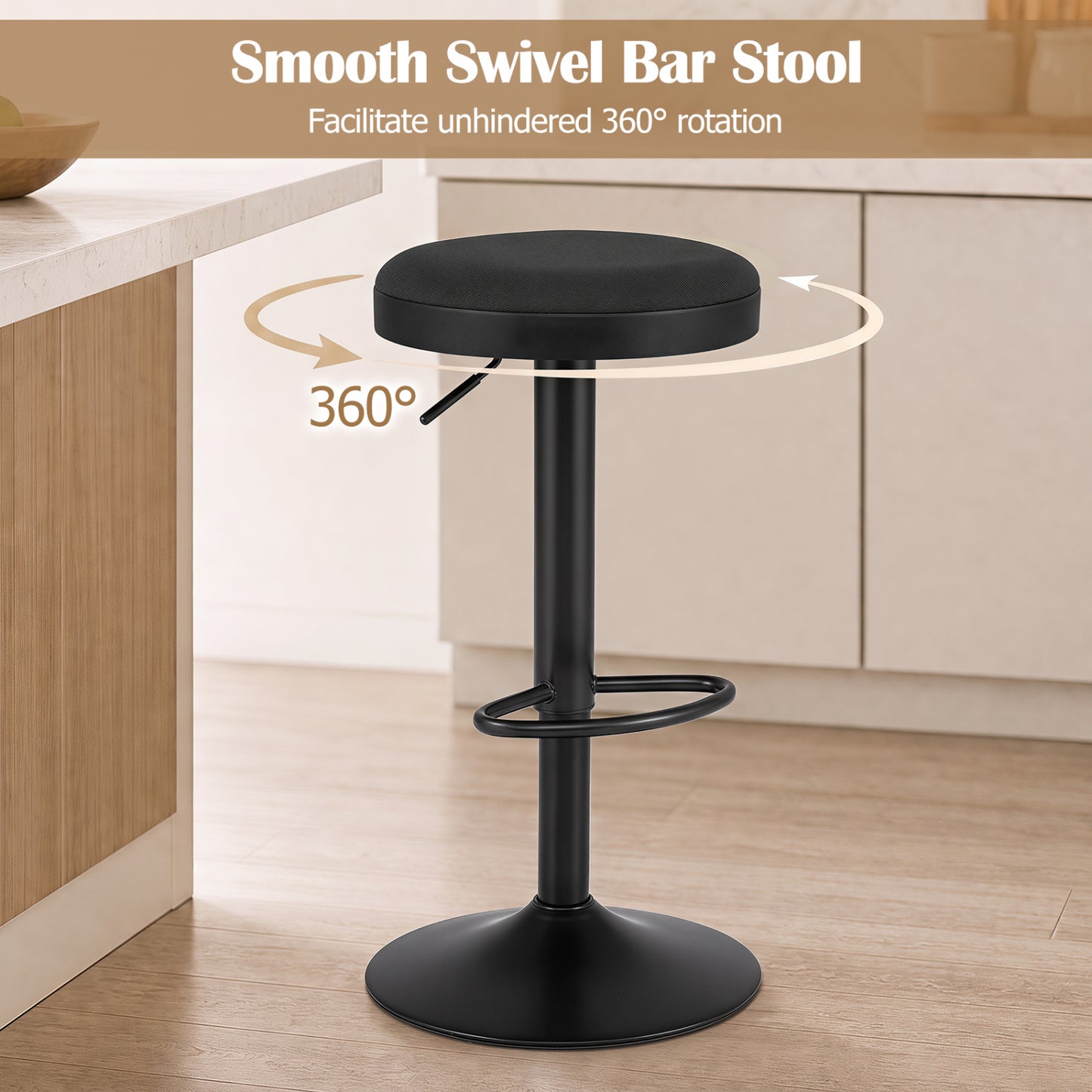 Adjustable Bar Stools Set of 2 with Padded Seat
