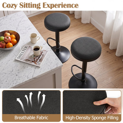 Adjustable Bar Stools Set of 2 with Padded Seat