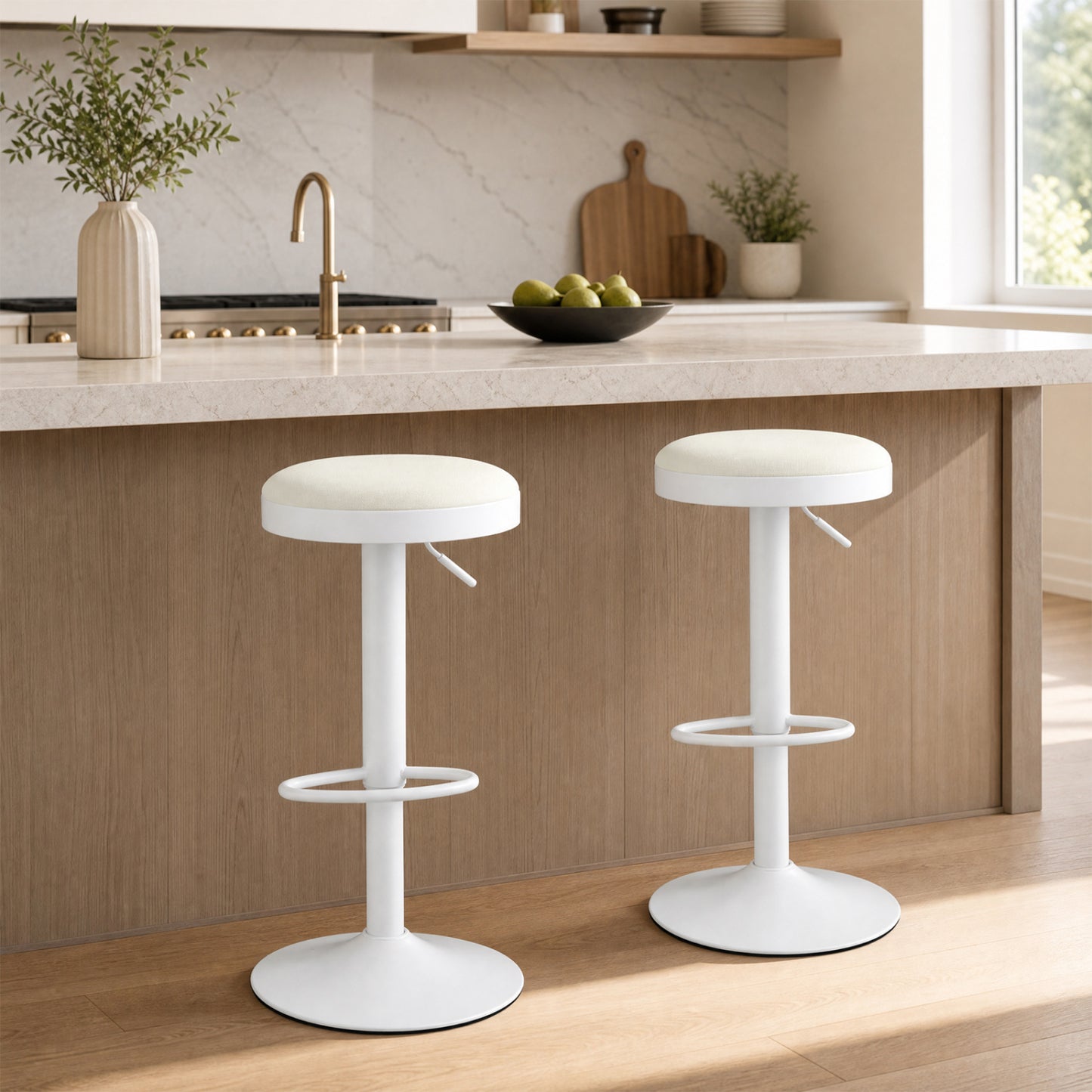 Adjustable Bar Stools Set of 2 with Padded Seat
