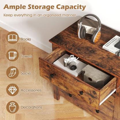 3-Drawer Dresser with Tapered Legs - Rustic Brown