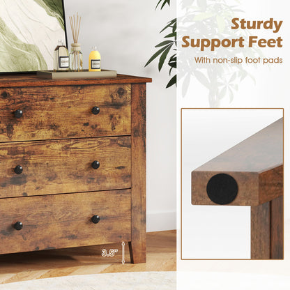 3-Drawer Dresser with Tapered Legs - Rustic Brown