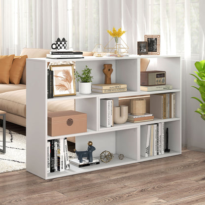 Geometric Bookshelf Set with 3 Open Shelves and Anti-Tip