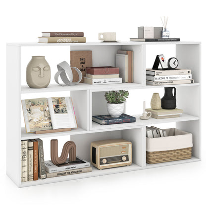 Geometric Bookshelf Set with 3 Open Shelves and Anti-Tip