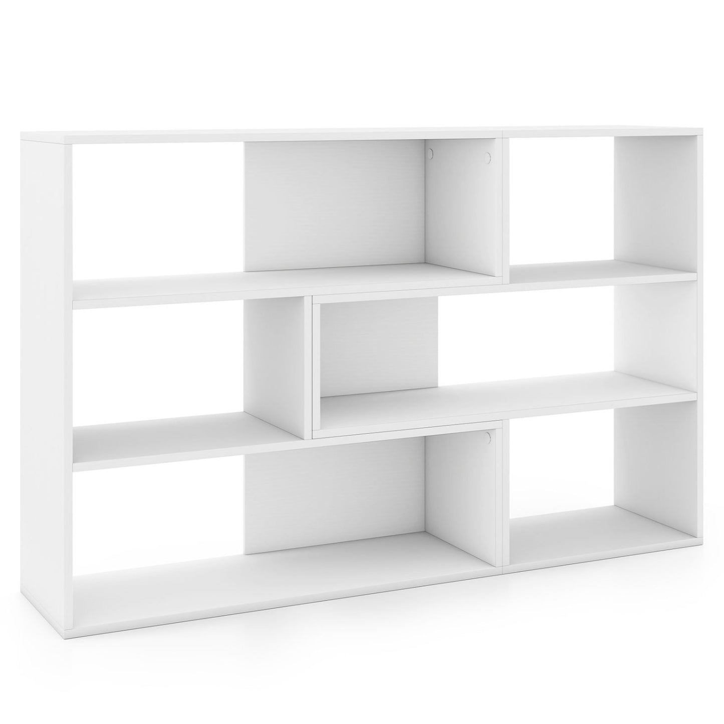 Geometric Bookshelf Set with 3 Open Shelves and Anti-Tip