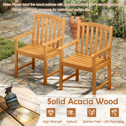 5-Piece Acacia Wood Patio Dining Set for 4 with Umbrella Hole