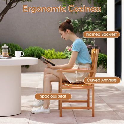 5-Piece Acacia Wood Patio Dining Set for 4 with Umbrella Hole