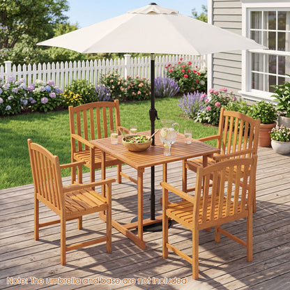5-Piece Acacia Wood Patio Dining Set for 4 with Umbrella Hole