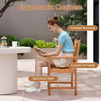 5-Piece Acacia Wood Patio Dining Set for 4 with Armchairs
